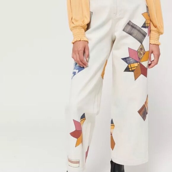 Kimchi Blue Womens Patchwork Star Print Wide Leg Jeans Size 28 - Picture 1 of 8